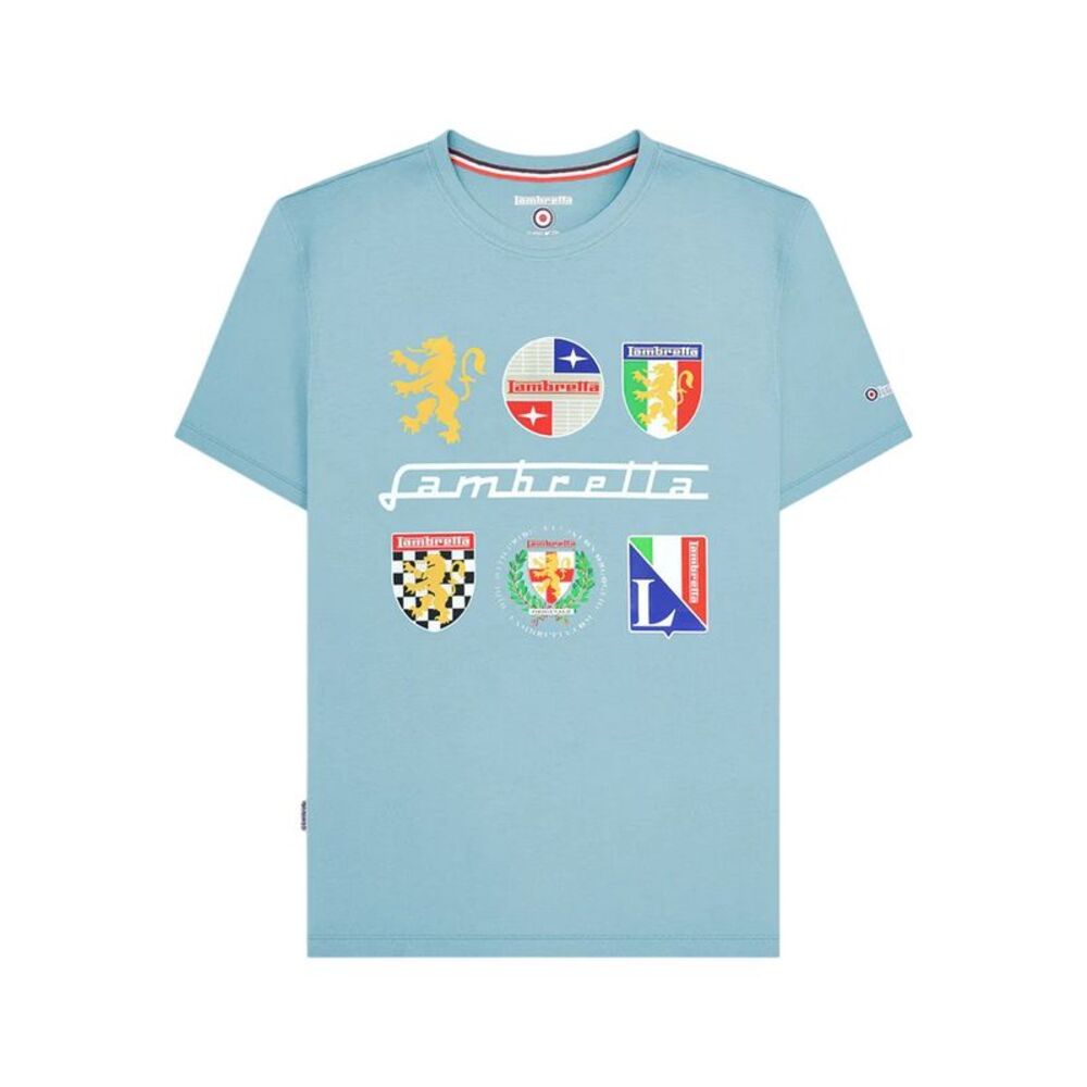 Lambretta Mens Heritage SS26 Logos T-Shirt / Sky Blue